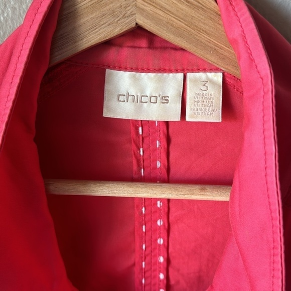 CHICO’S Coral Tab Sleeve Button Down Jacket - Picture 3 of 7